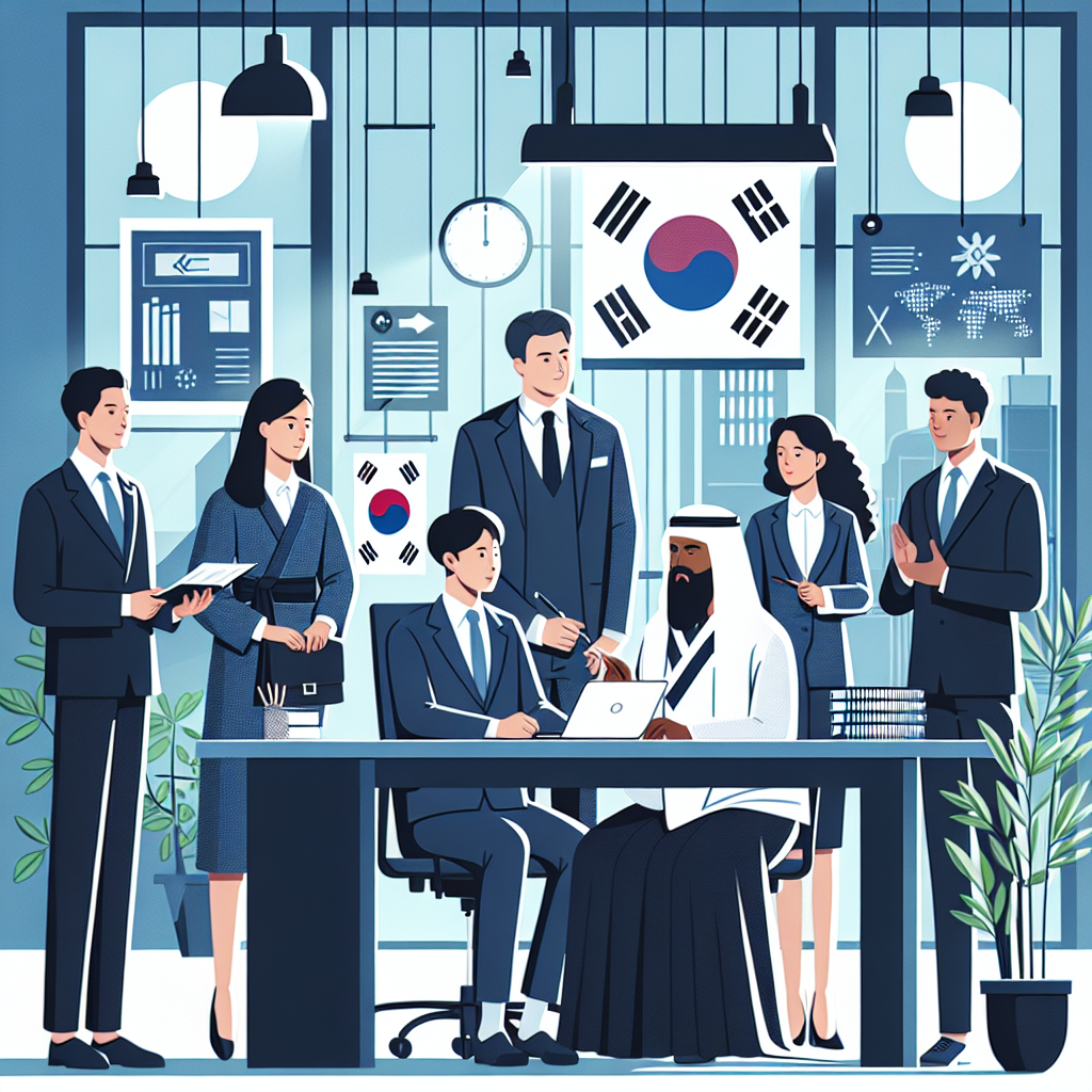 Diverse entrepreneurs collaborating in a modern office, showcasing Korean business culture and startup environment.